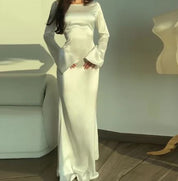 Quincy l Elegantes Partykleid aus Satin mit langen Ärmeln