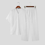 Belton | Plissiertes Kimono-Set für Herren mit bequemer Bluse und Hose