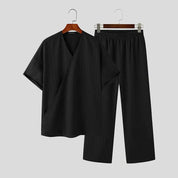 Belton | Plissiertes Kimono-Set für Herren mit bequemer Bluse und Hose