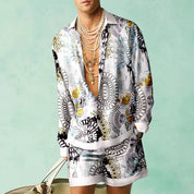 Garrett l Herren Sommer Strand Urlaub Hawaii Terno Set mit Bluse und Shorts