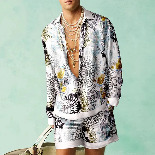 Garrett l Herren Sommer Strand Urlaub Hawaii Terno Set mit Bluse und Shorts