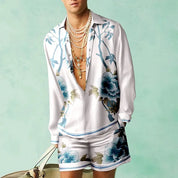 Garrett l Herren Sommer Strand Urlaub Hawaii Terno Set mit Bluse und Shorts