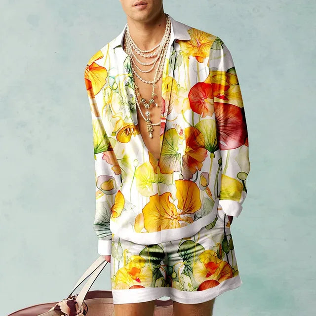 Garrett l Herren Sommer Strand Urlaub Hawaii Terno Set mit Bluse und Shorts