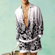 Garrett l Herren Sommer Strand Urlaub Hawaii Terno Set mit Bluse und Shorts