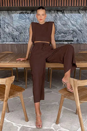 Yasmin l Ärmel-Top und Slim-Fit-Frühlingshose [zweiteiliges passendes Damen-Set]