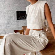 Yasmin l Ärmel-Top und Slim-Fit-Frühlingshose [zweiteiliges passendes Damen-Set]