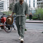 Campbell l Zweiteiliges lässiges Streetwear gestricktes Herren Set passend zum Frühling Sommer