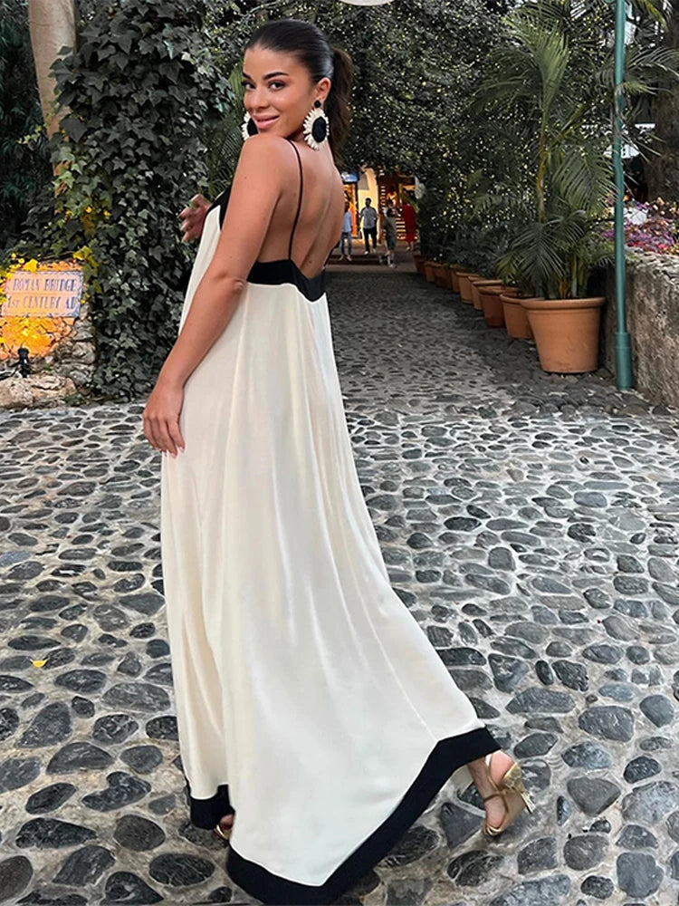 Aurora l Elegantes Strandkleid aus Seide ohne Rückenausschnitt für Frauen