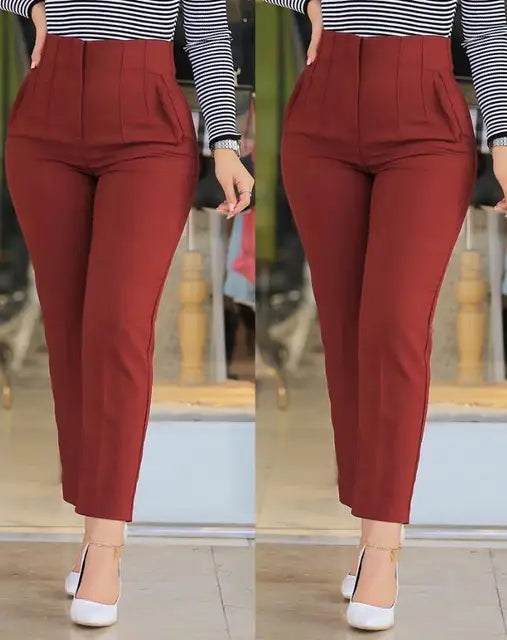 Aurora Elegante l Hohe Taille Arbeit Büro Formelle Damenhosen