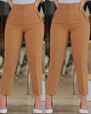 Aurora Elegante l Hohe Taille Arbeit Büro Formelle Damenhosen
