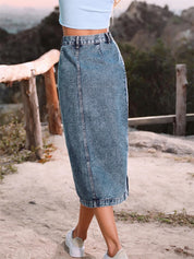 Havana l Langer Denim-Maxirock mit Seitenschlitz