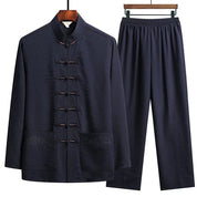 Orientalisches Leinenset mit langen Ärmeln und Loose Pants l Ronin