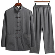 Orientalisches Leinenset mit langen Ärmeln und Loose Pants l Ronin