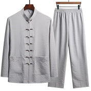 Orientalisches Leinenset mit langen Ärmeln und Loose Pants l Ronin