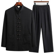 Orientalisches Leinenset mit langen Ärmeln und Loose Pants l Ronin