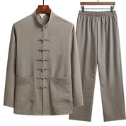 Orientalisches Leinenset mit langen Ärmeln und Loose Pants l Ronin