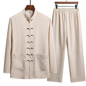 Orientalisches Leinenset mit langen Ärmeln und Loose Pants l Ronin