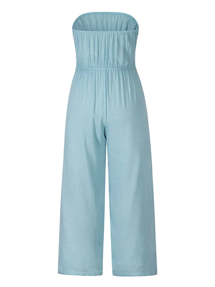 Frances Glamz l Damen Elegant Modern Frühling Sommer Ärmellos Lässig Jumpsuit