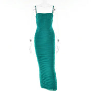 Mallea l Gerüschtes Bodycon-Midikleid mit quadratischem Ausschnitt