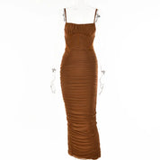Mallea l Gerüschtes Bodycon-Midikleid mit quadratischem Ausschnitt