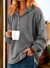 Leslie | Sweatshirt im Basic-Stil mit Knöpfen
