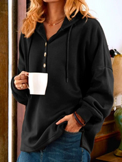 Leslie | Sweatshirt im Basic-Stil mit Knöpfen