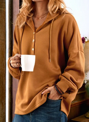 Leslie | Sweatshirt im Basic-Stil mit Knöpfen