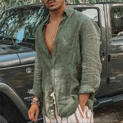 Atmungsaktives Button-Down-Leinenhemd | Sommer l Frühling | Johntay