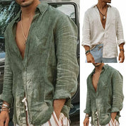 Atmungsaktives Button-Down-Leinenhemd | Sommer l Frühling | Johntay