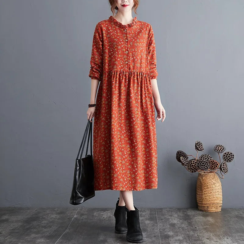 Nostalgisch Blumen Langarmkleid l Helaine