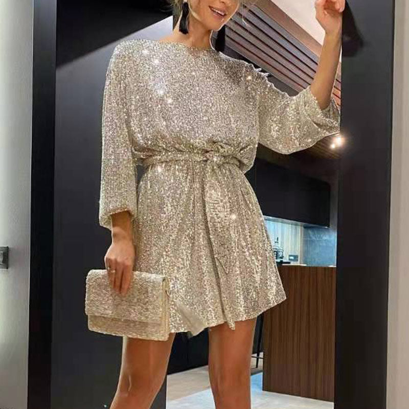 Midi-Partykleid mit Glitzergürtel l Gigi