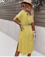 Michela I Geblümtes Maxikleid mit Knopfleiste und Gürtel