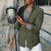 Atmungsaktives Button-Down-Leinenhemd | Sommer l Frühling | Johntay