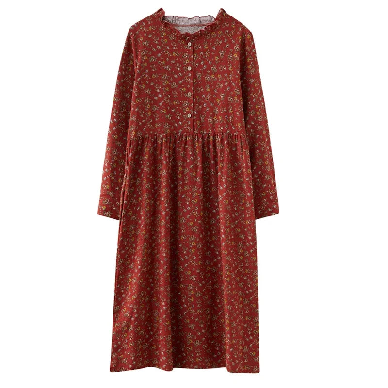 Nostalgisch Blumen Langarmkleid l Helaine