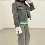 Aina l Button-Down-Herbstjacke mit langen Ärmeln und Knöpfen