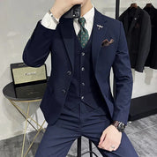 3-teiliges Set für Herren, bestehend aus schlichtem Business-Blazer, Weste und Hose l Cynan