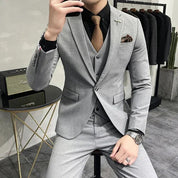 3-teiliges Set für Herren, bestehend aus schlichtem Business-Blazer, Weste und Hose l Cynan