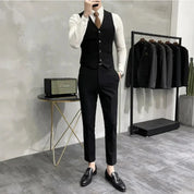 3-teiliges Set für Herren, bestehend aus schlichtem Business-Blazer, Weste und Hose l Cynan