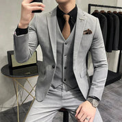 3-teiliges Set für Herren, bestehend aus schlichtem Business-Blazer, Weste und Hose l Cynan