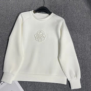 Blossom | Minimalistischer Blumen-Damenpullover mit Rundhalsausschnitt