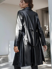 Laurren l Trendige lange Damen-Frühlingsjacke aus Leder