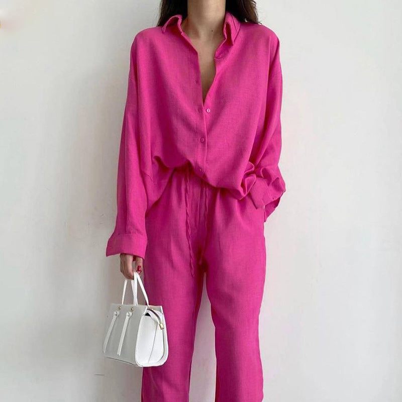Aimee l Passende Leinenbluse für Damen mit Hose mit weitem Bein