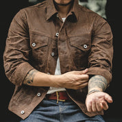 Cruzedo l Amerikanische Retro-inspirierte Jagdjacke für Herren aus weichem Leder
