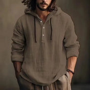 Bueno | Herren-Leinen-Kapuzenpullover Frühlings- und Sommerbluse
