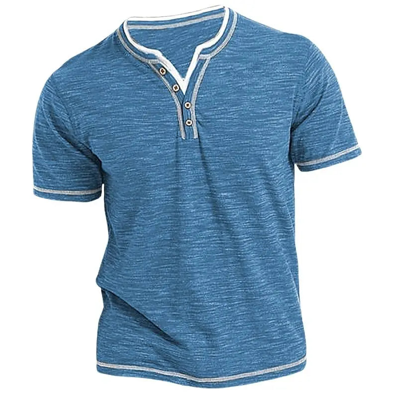 Henley | Bequemes Herren-Poloshirt mit Rundhalsausschnitt