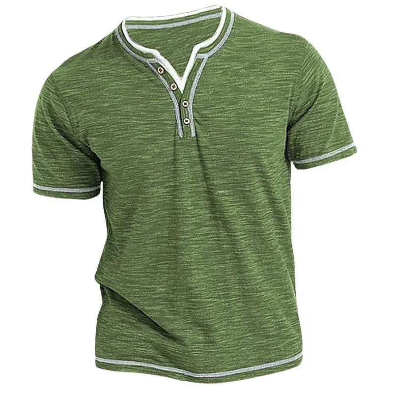 Henley | Bequemes Herren-Poloshirt mit Rundhalsausschnitt