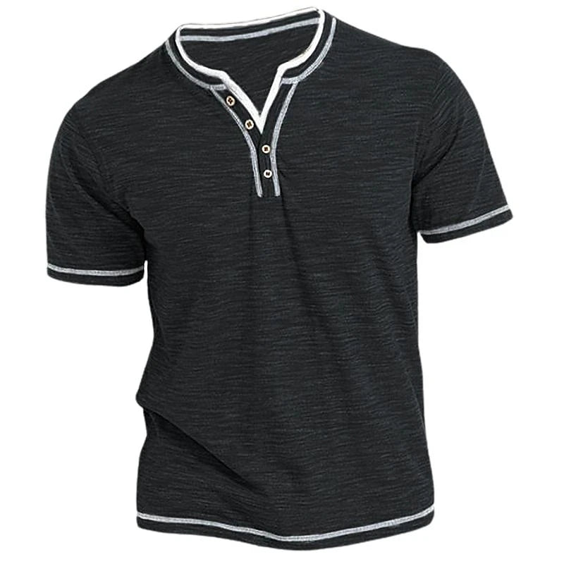 Henley | Bequemes Herren-Poloshirt mit Rundhalsausschnitt