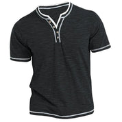 Henley | Bequemes Herren-Poloshirt mit Rundhalsausschnitt