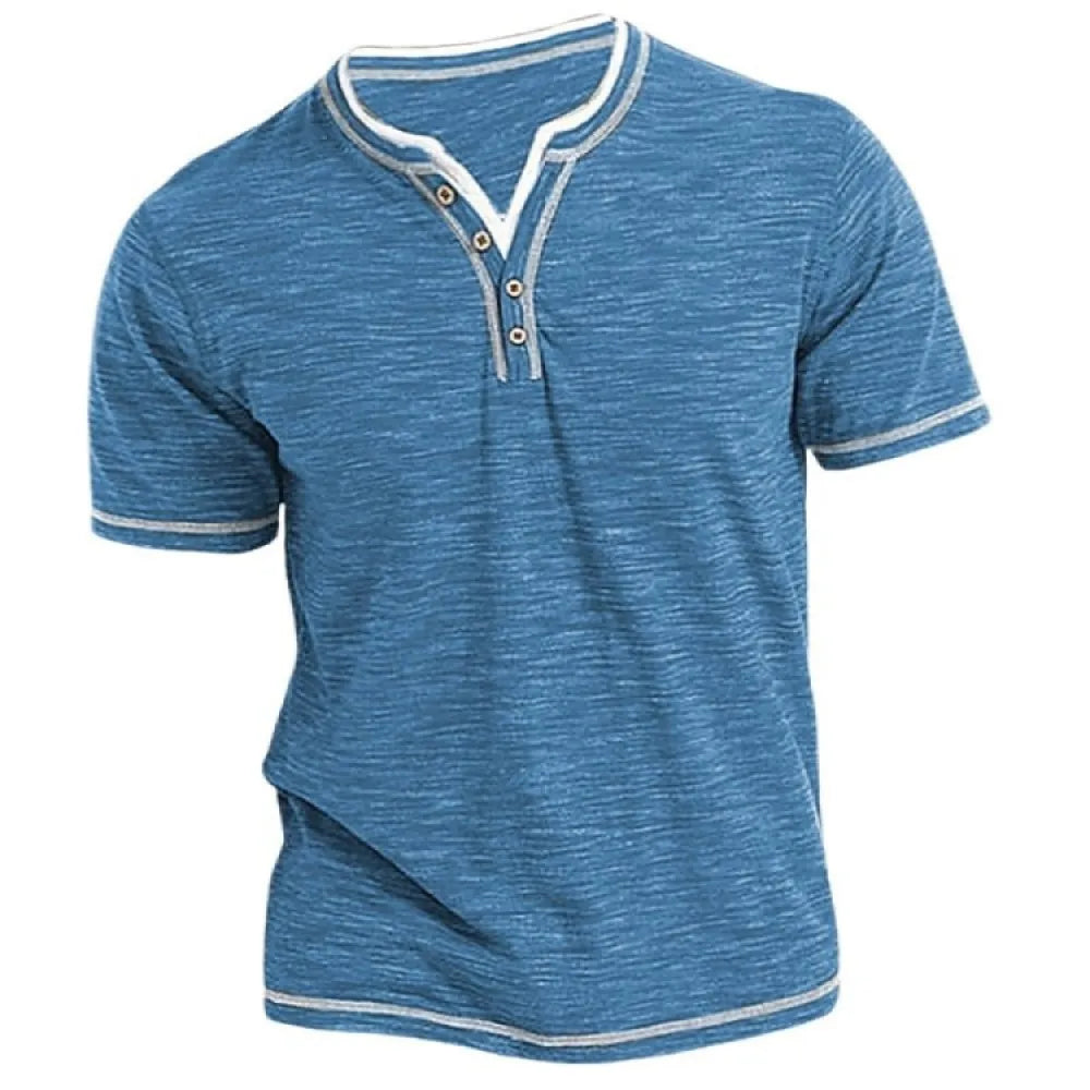 Henley | Bequemes Herren-Poloshirt mit Rundhalsausschnitt