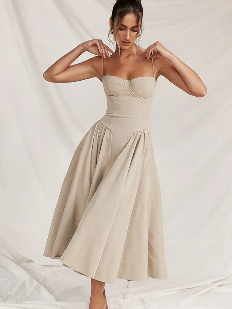 Nicolette l Elegantes Midikleid mit Spaghettiträger